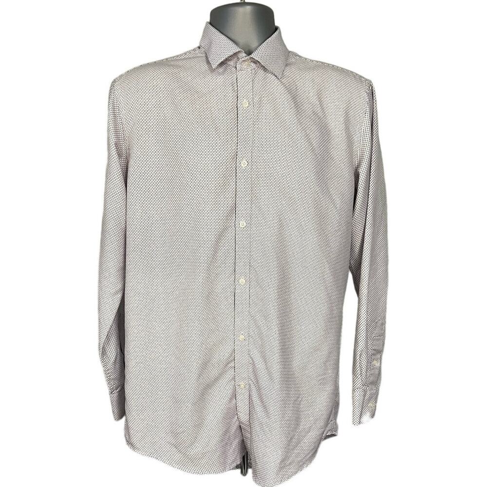 Black Label by Ruffini Subtle Geometric Print Slim Fit Button Down Size M